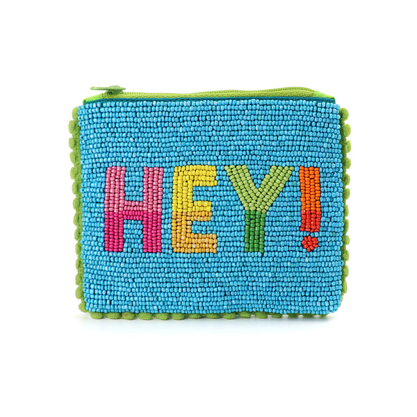 POM Turquoise Beaded Hey Purse