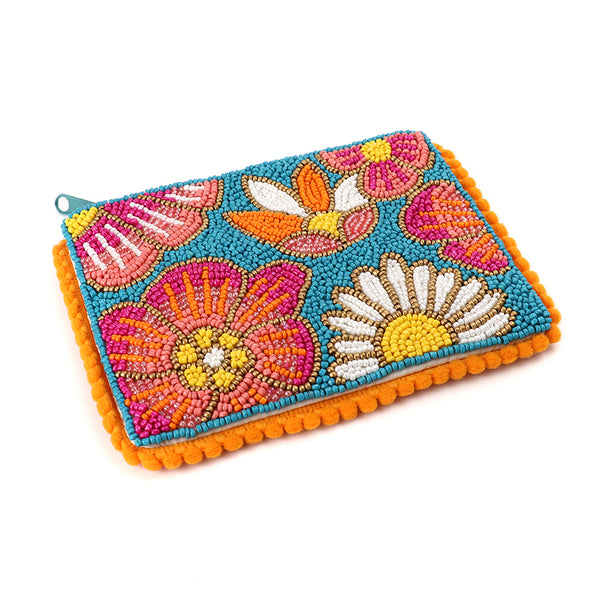 POM Bright Flowers Beaded Purse
