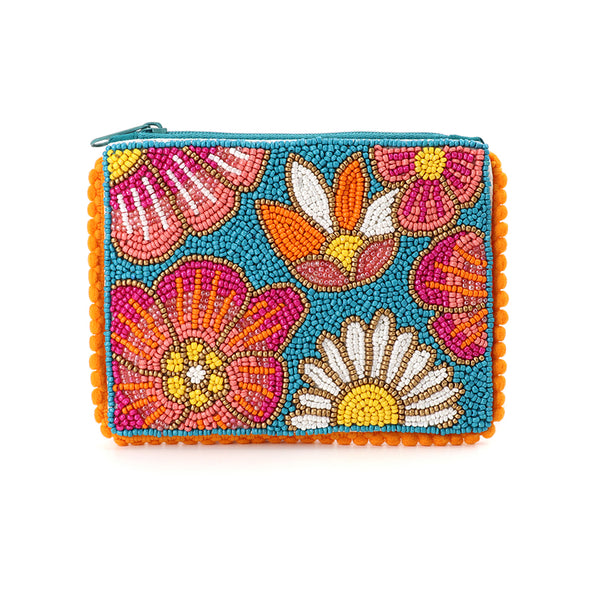 POM Bright Flowers Beaded Purse