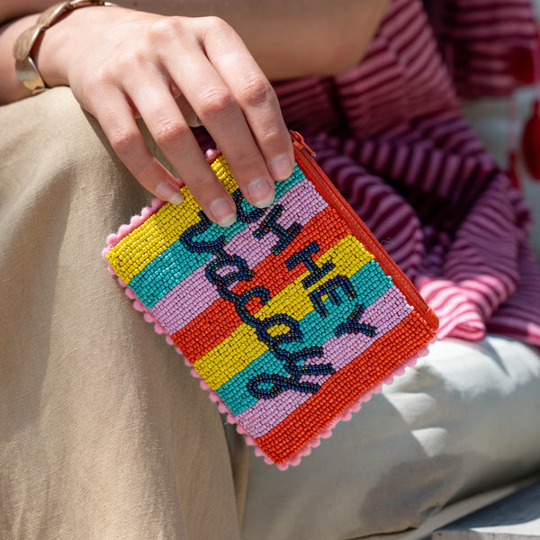 POM Rainbow Beaded Oh Hey Vacay Purse