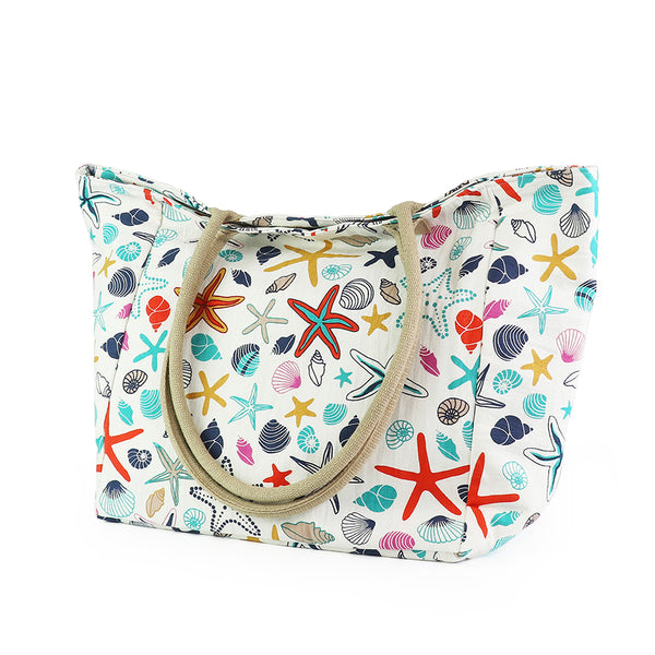 POM Multicolour Starfish and Shell Print Beach Bag
