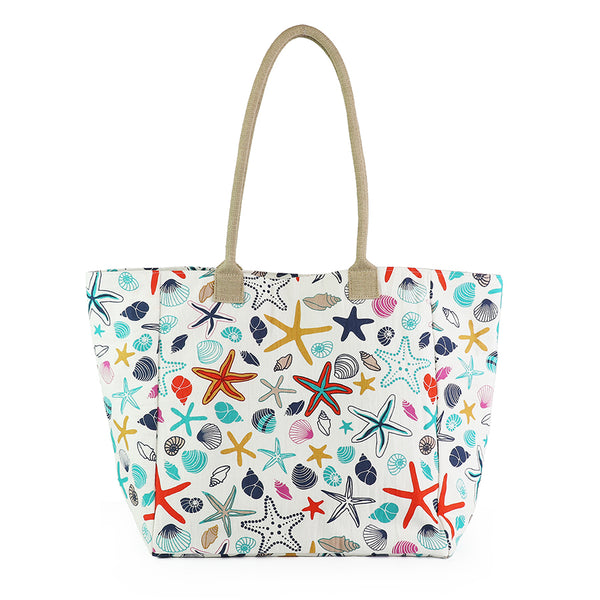 POM Multicolour Starfish and Shell Print Beach Bag