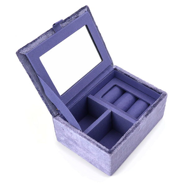 POM Violet Blue Velvet Sunflowers Small Jewellery Box