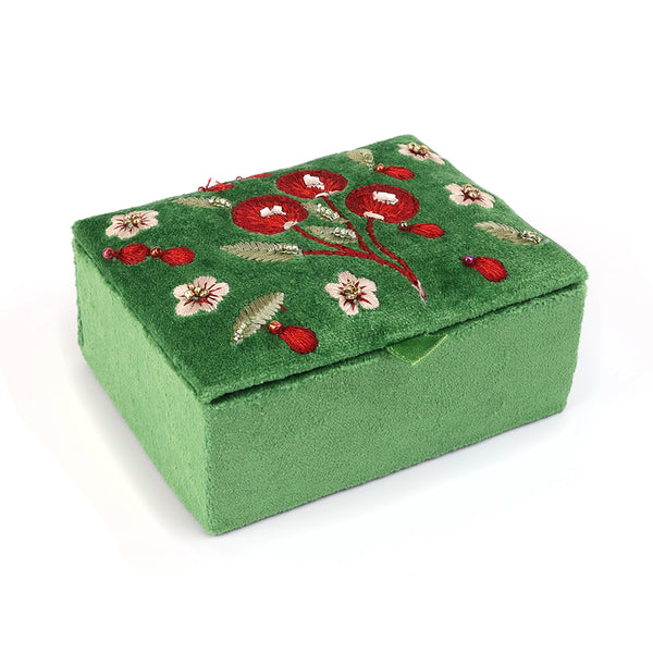 POM Green Velvet Cherries Small Jewellery Box