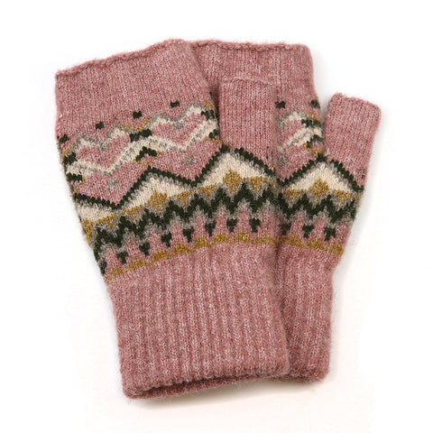 Peace Of Mind Recycled blend pink mix fair isle wrist warmers