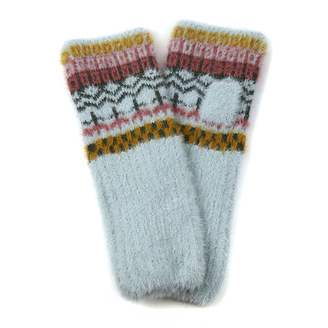 Peace Of Mind Super soft blue mix multi knit wrist warmers