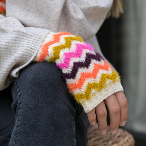 Peace Of Mind Super soft autumn bright mix chevron wrist warmers