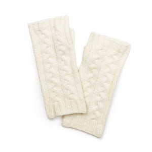 Peace Of Mind  Cream Cable Knit Recycled Wrist Warmers