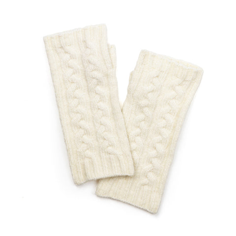 Peace Of Mind  Cream Cable Knit Recycled Wrist Warmers