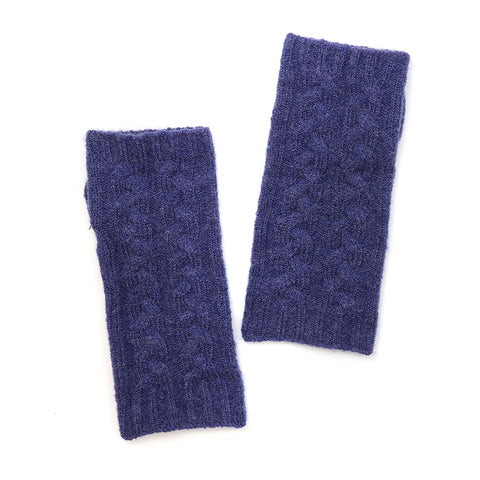 Peace Of Mind  Navy Cable Knit Recycled Wrist Warmers
