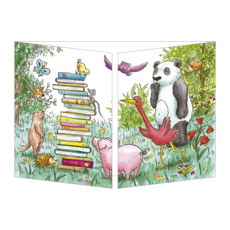 Sophie Turrel Folding Greetings Card - Reading in Nature CT341