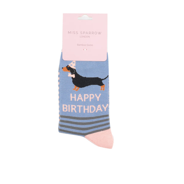 Miss Sparrow Bamboo Ladies Socks - Birthday Sausage Dogs