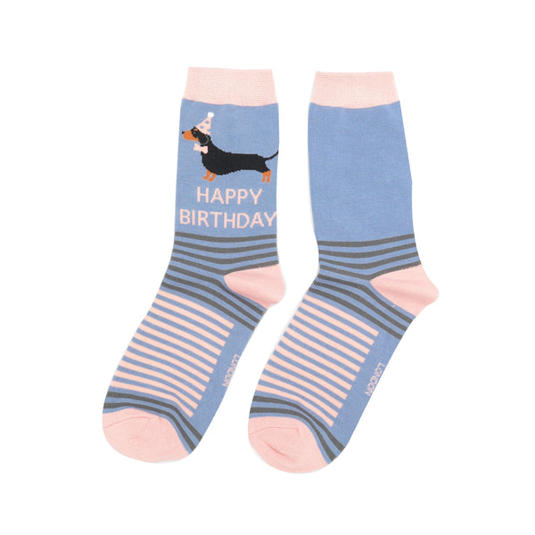 Miss Sparrow Bamboo Ladies Socks - Birthday Sausage Dogs