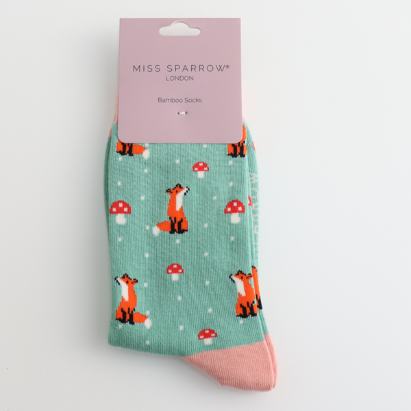 Miss Sparrow Bamboo Ladies Socks - Fox & Toadstool Green