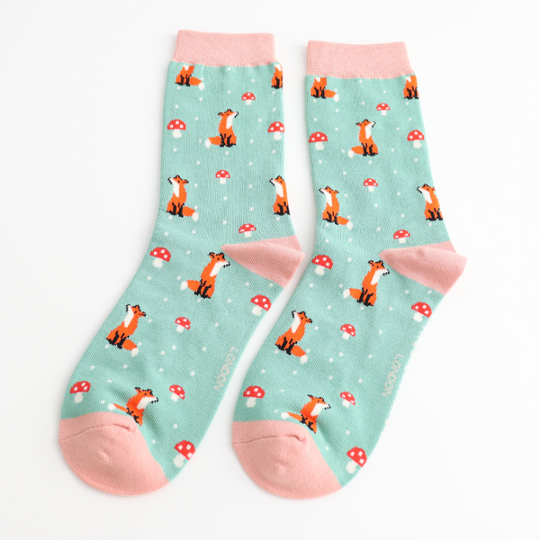 Miss Sparrow Bamboo Ladies Socks - Fox & Toadstool Green