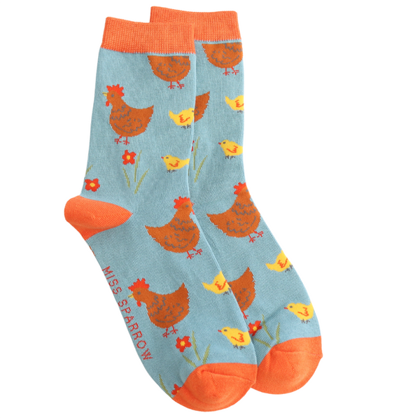 Miss Sparrow Bamboo Ladies Socks - Chicks & Hen Duck Egg