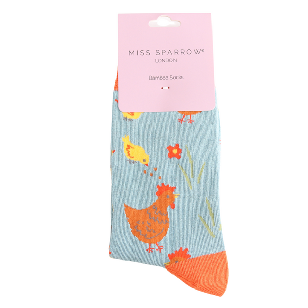Miss Sparrow Bamboo Ladies Socks - Chicks & Hen Duck Egg
