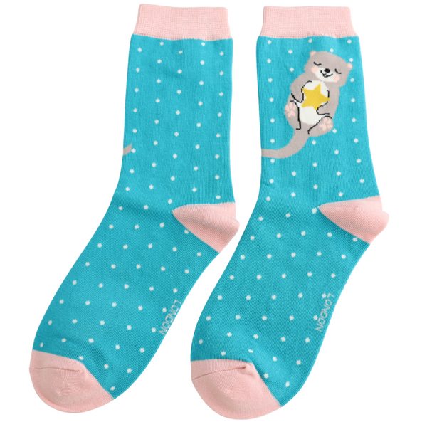 Miss Sparrow Bamboo Ladies Socks - Otter & Dots Teal