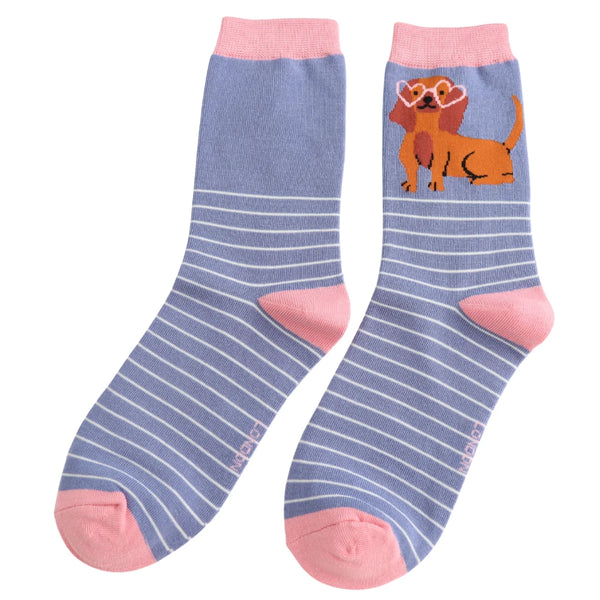 Miss Sparrow Bamboo Ladies Socks - Sausage in Shades Denim