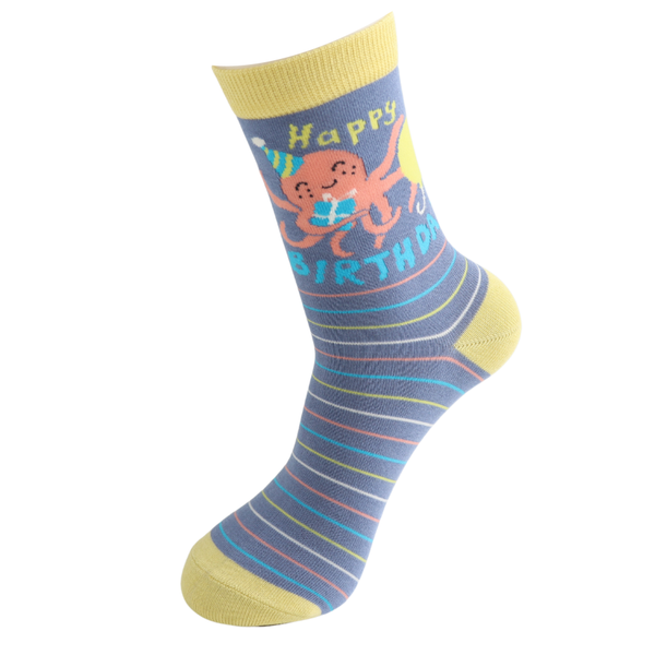 Miss Sparrow Bamboo Ladies Socks - Birthday Octopus Denim