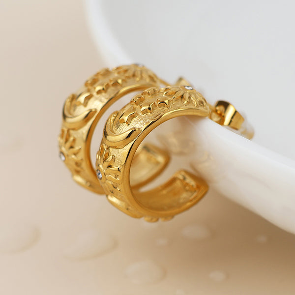 Peace of Mind Waterproof gold plated moon, star and sun hoop earrings