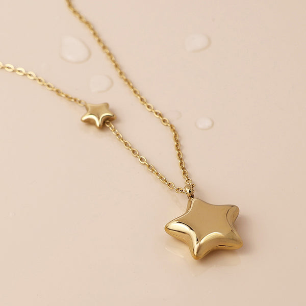 Peace of Mind Waterproof Gold Plated Double Star Necklace