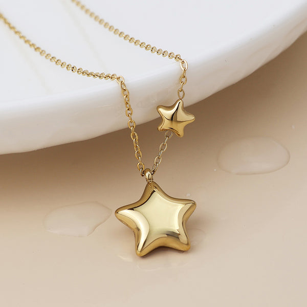 Peace of Mind Waterproof Gold Plated Double Star Necklace