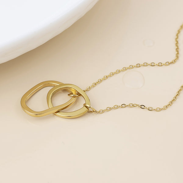 Peace of Mind Waterproof Gold Plated Linked Organic Hoops Necklace