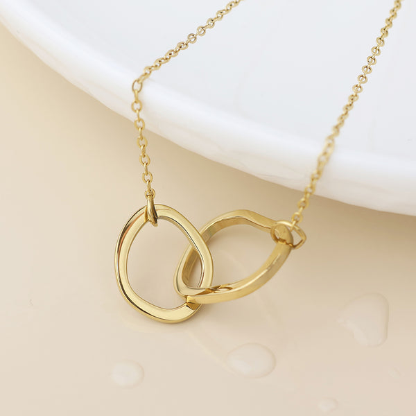 Peace of Mind Waterproof Gold Plated Linked Organic Hoops Necklace