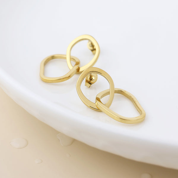 Peace of Mind Waterproof gold plated linked organic hoop earrings