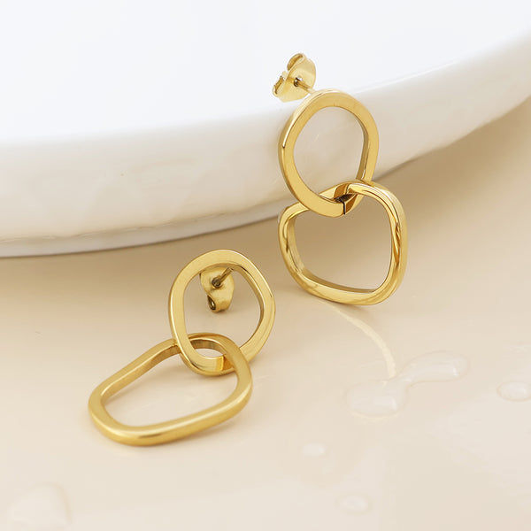 Peace of Mind Waterproof gold plated linked organic hoop earrings