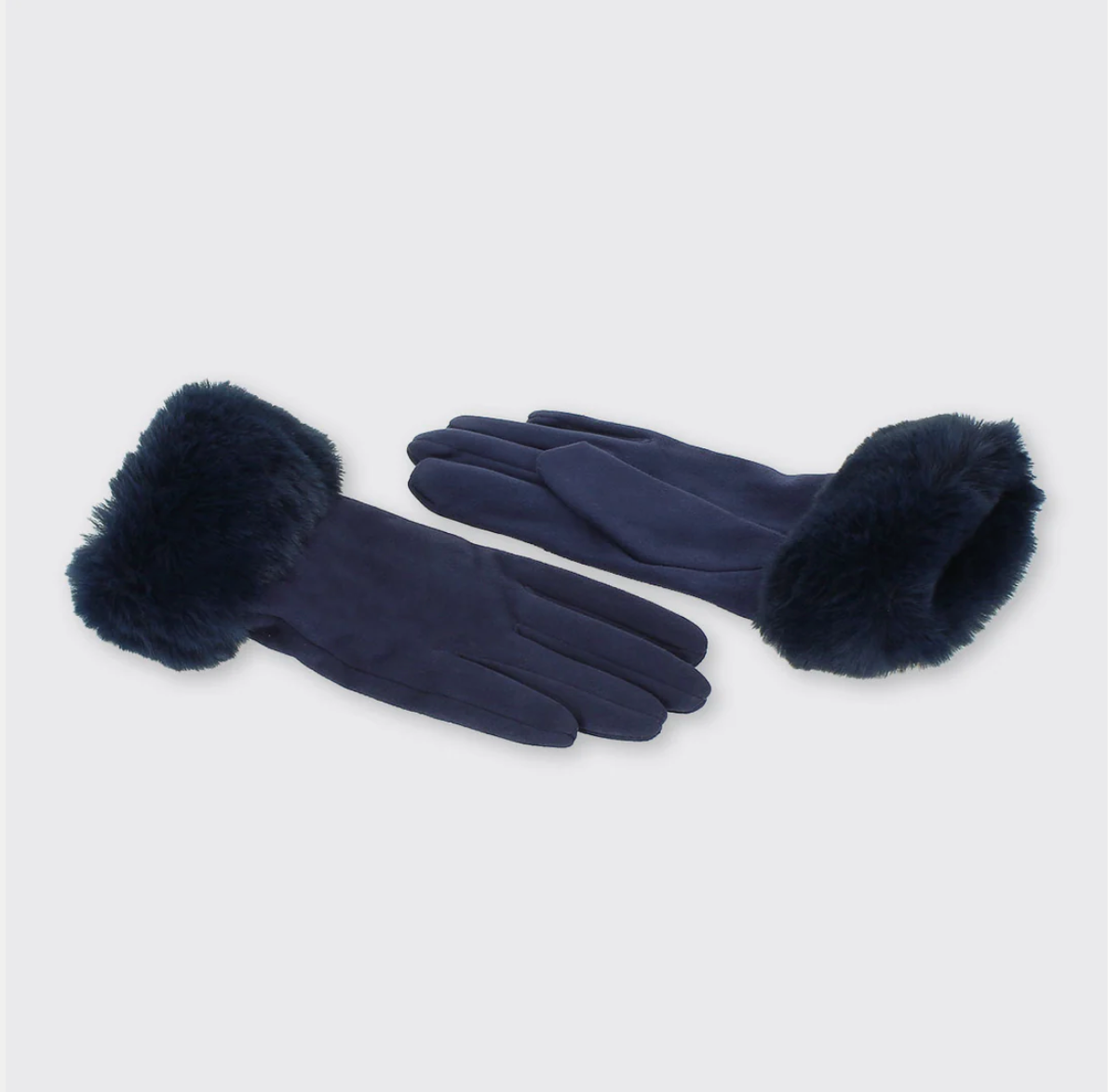 Hazel Gloves with Faux Fur Cuff - Navy