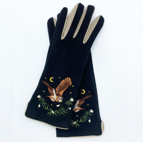 House of Disaster Secredt Garden Owl Embroidered Gloves