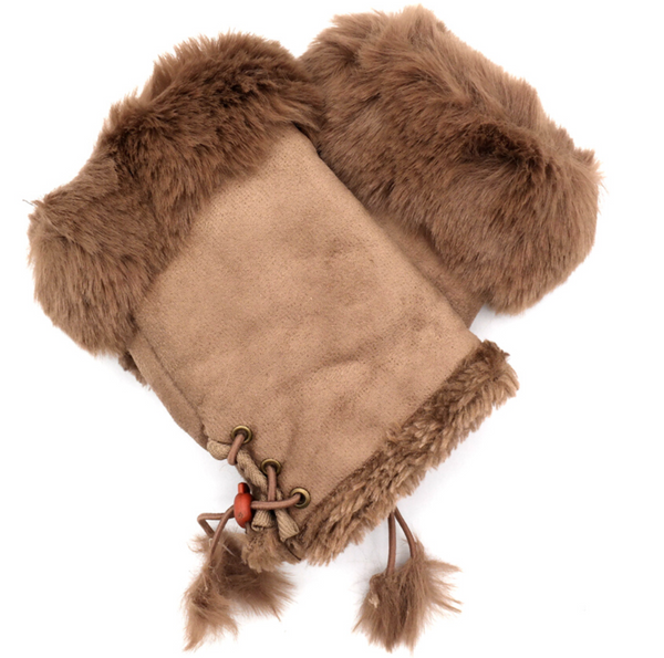 Fingerless Gloves with Faux Fur Cuff
