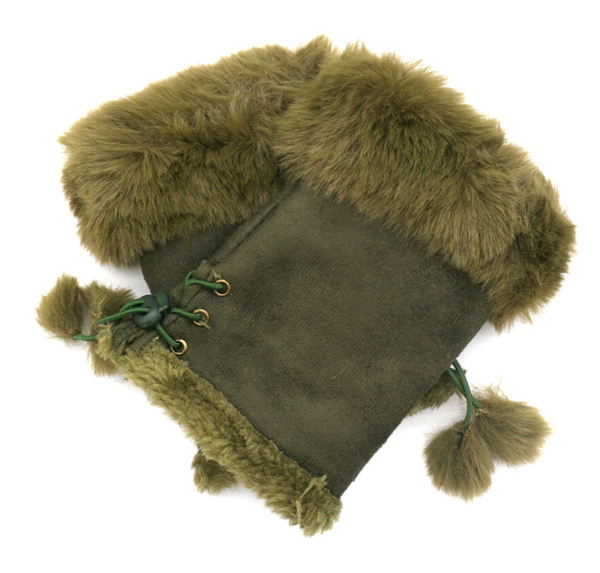 Fingerless Gloves with Faux Fur Cuff