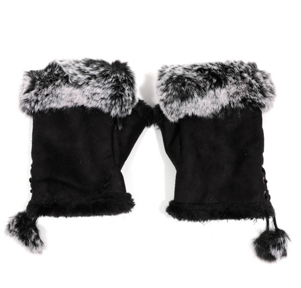 Fingerless Gloves with Faux Fur Cuff