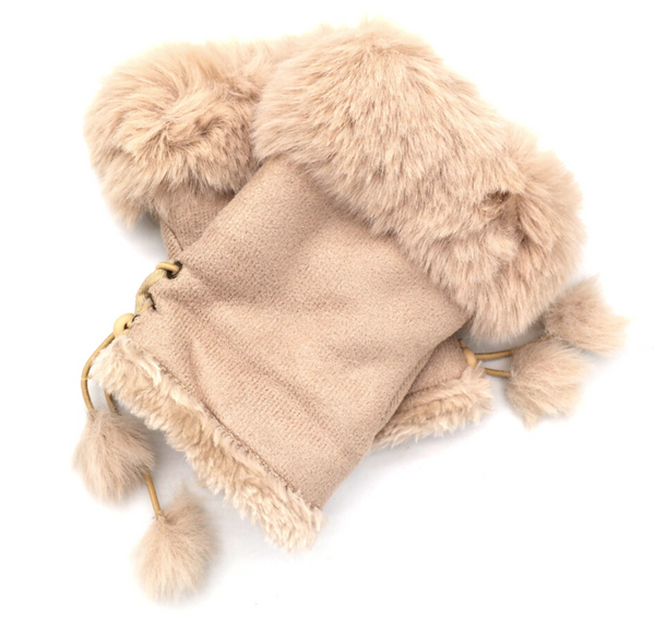 Fingerless Gloves with Faux Fur Cuff