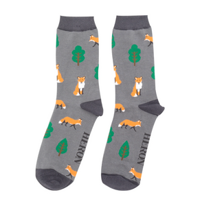 Mr Heron Bamboo Mens Socks - Fox in the Woods Grey