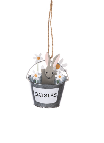 Shoeless Joe Daisies & Bunny in Bucket