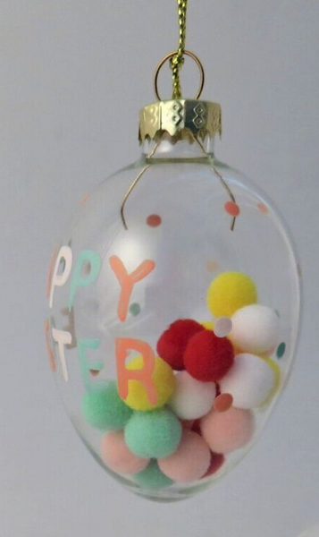 'Happy Easter' glass egg decoration