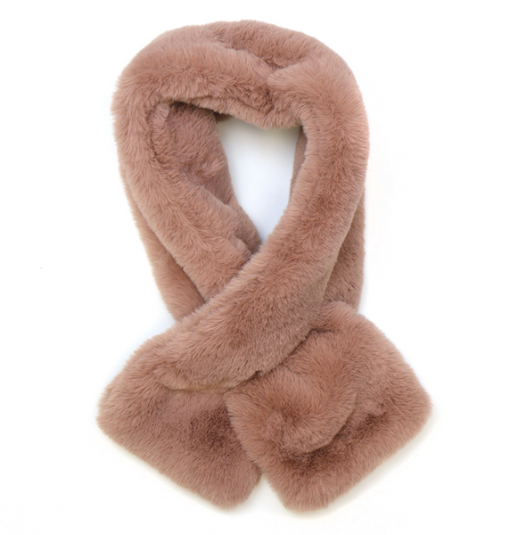 POM Peace of Mind Dusky Pink Faux Fur Pull Through Scarf
