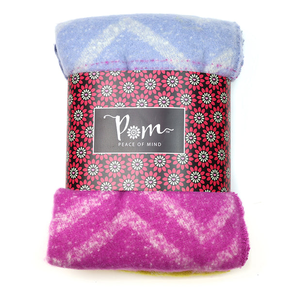 Peace Of Mind Blue, pink and yellow boucle Chevron Scarf