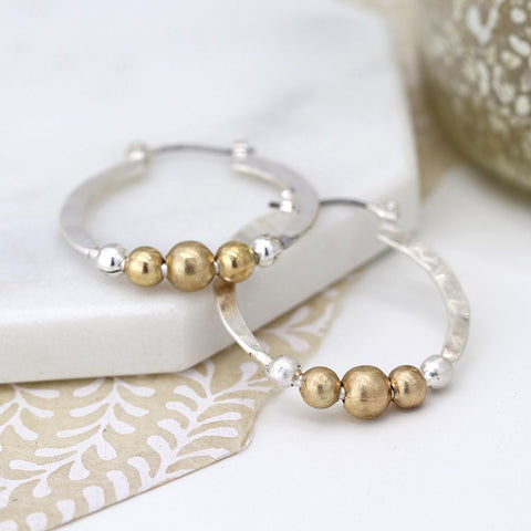 Peace of Mind Silver Plated Silver Plated Silver and Gold Plated Hoops and Beads Earrings