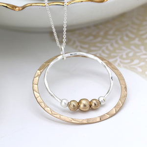 Peace of Mind Silver Plated Silver Plated Silver and Gold Plated Hoops and Beads Necklace