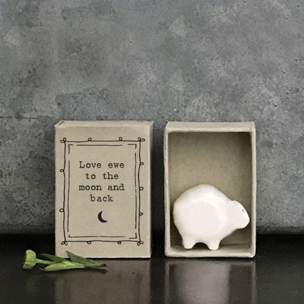 East of India Matchbox Animal - "Love Ewe to The Moon and Back”