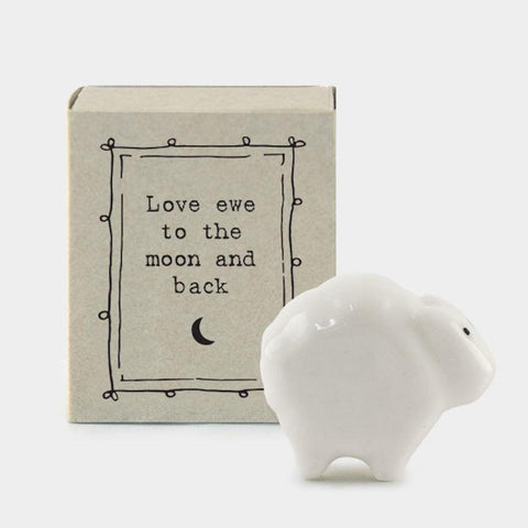 East of India Matchbox Animal - "Love Ewe to The Moon and Back”