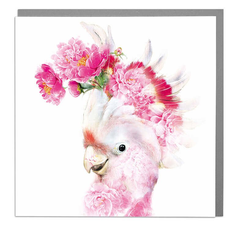 Lola Design Greetings Card - Pink Cockatoo