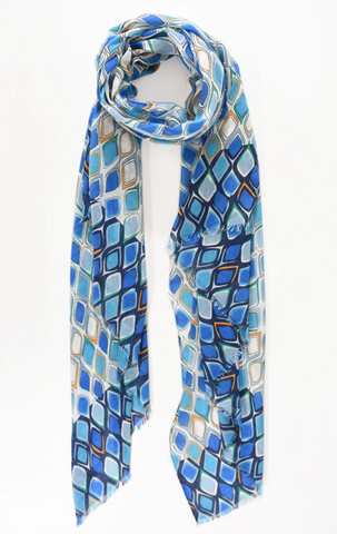 Blue Droplet Print Scarf