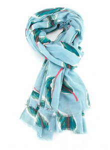 Tropical Leaves Scarf - Blue