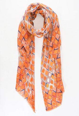 Orange Droplet Print Scarf